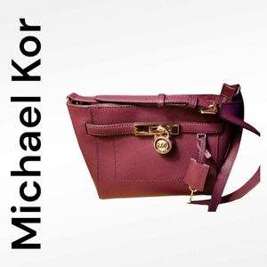 NWOT Auth Michael Kors Merlot Leather Lock & Key Cross-body Bag